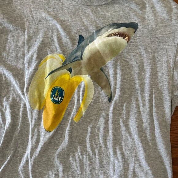 neff Men's Sharknana Tee Size Large Shark Banana Crew Neck Graphic Screen Print - Picture 3 of 8